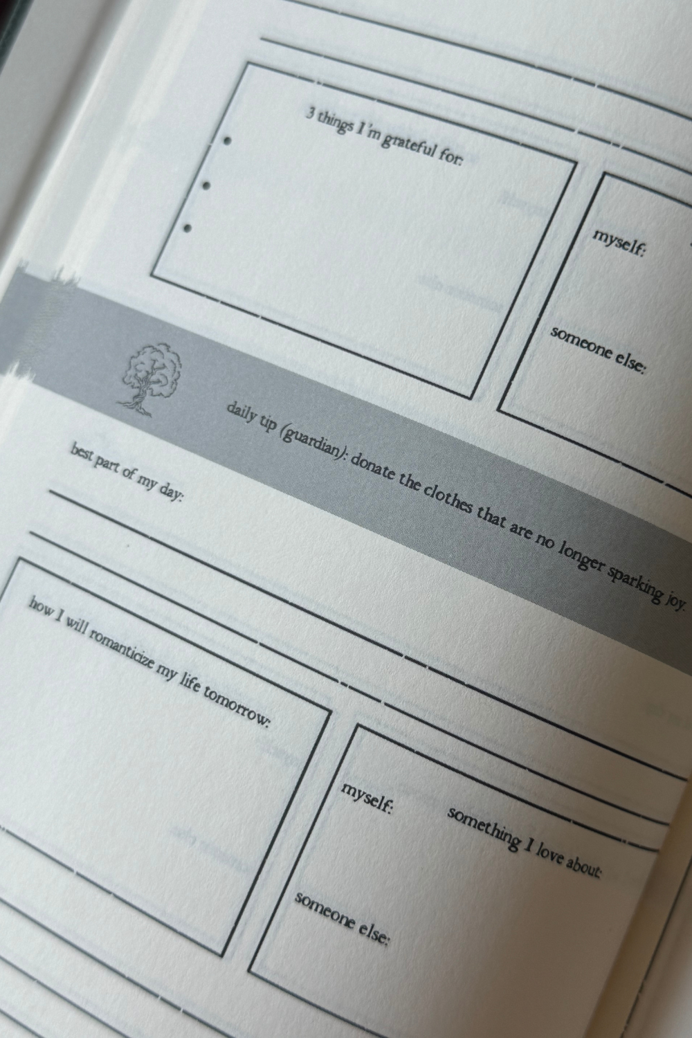 Mindful tips page in the Romanticize Your Life Journal, encouraging reflection.