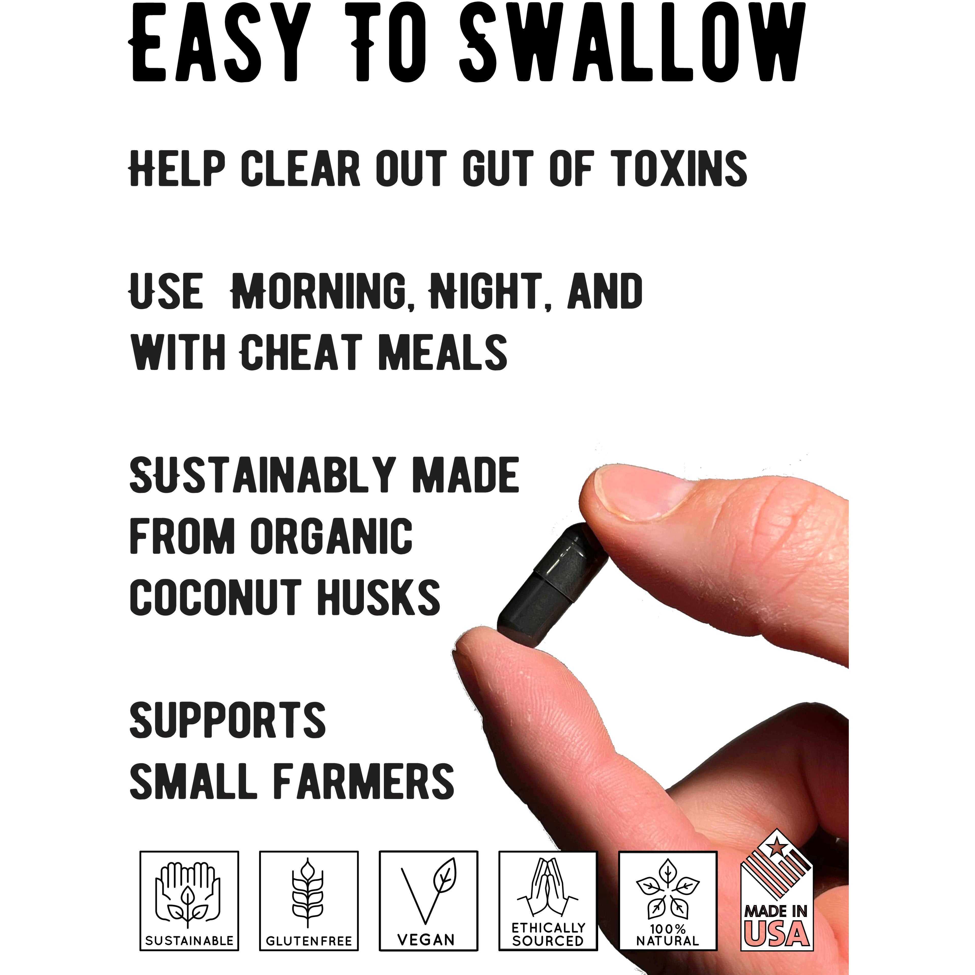 Activated Charcoal Capsules made from 100% Organic Coconuts, 120ct