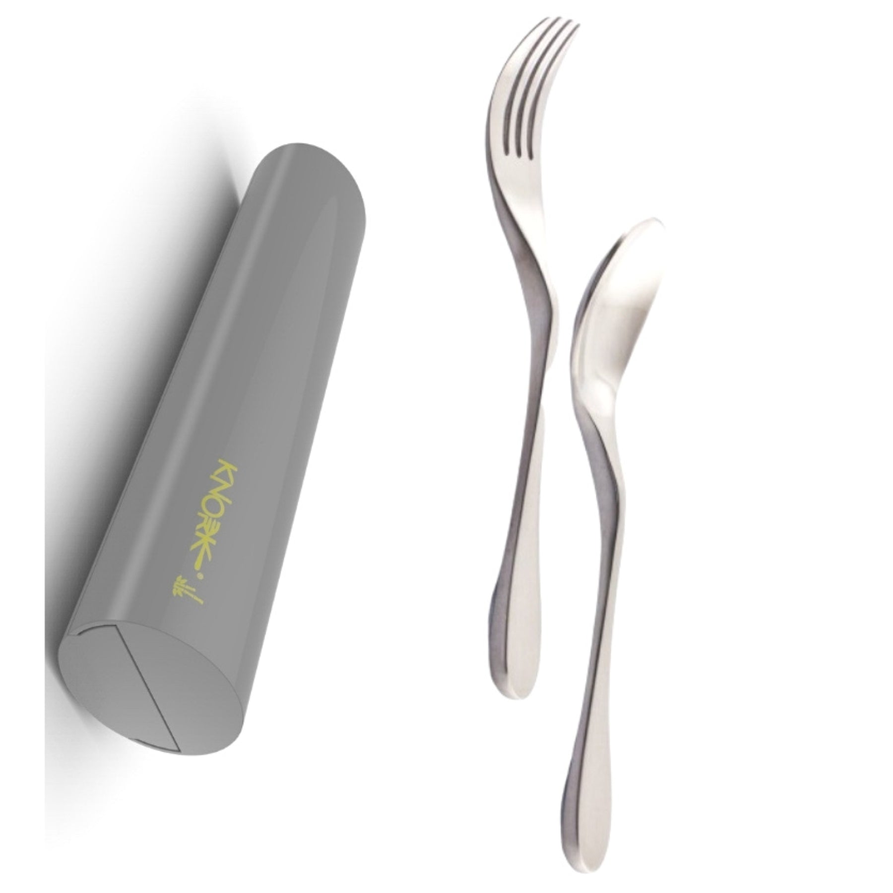 Eco Travel Set, 2 Piece Utensil Plus Case, Silver by KNORK