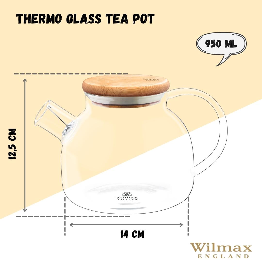 Thermo Glass Teapot 32 Fl Oz | High temperature and shock resistant by Wilmax Porcelain