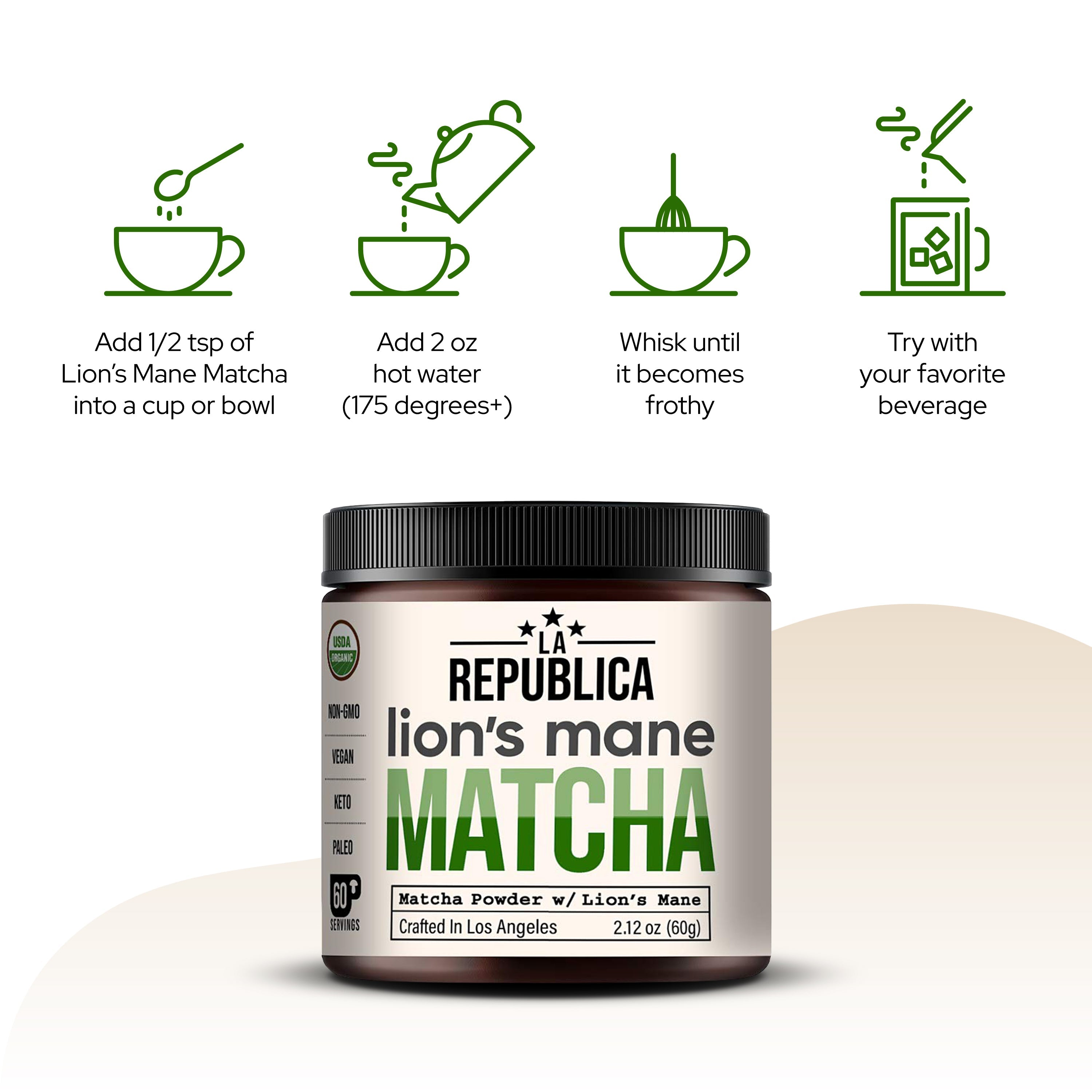 Matcha Green Tea with Lion's Mane by La Republica Superfoods