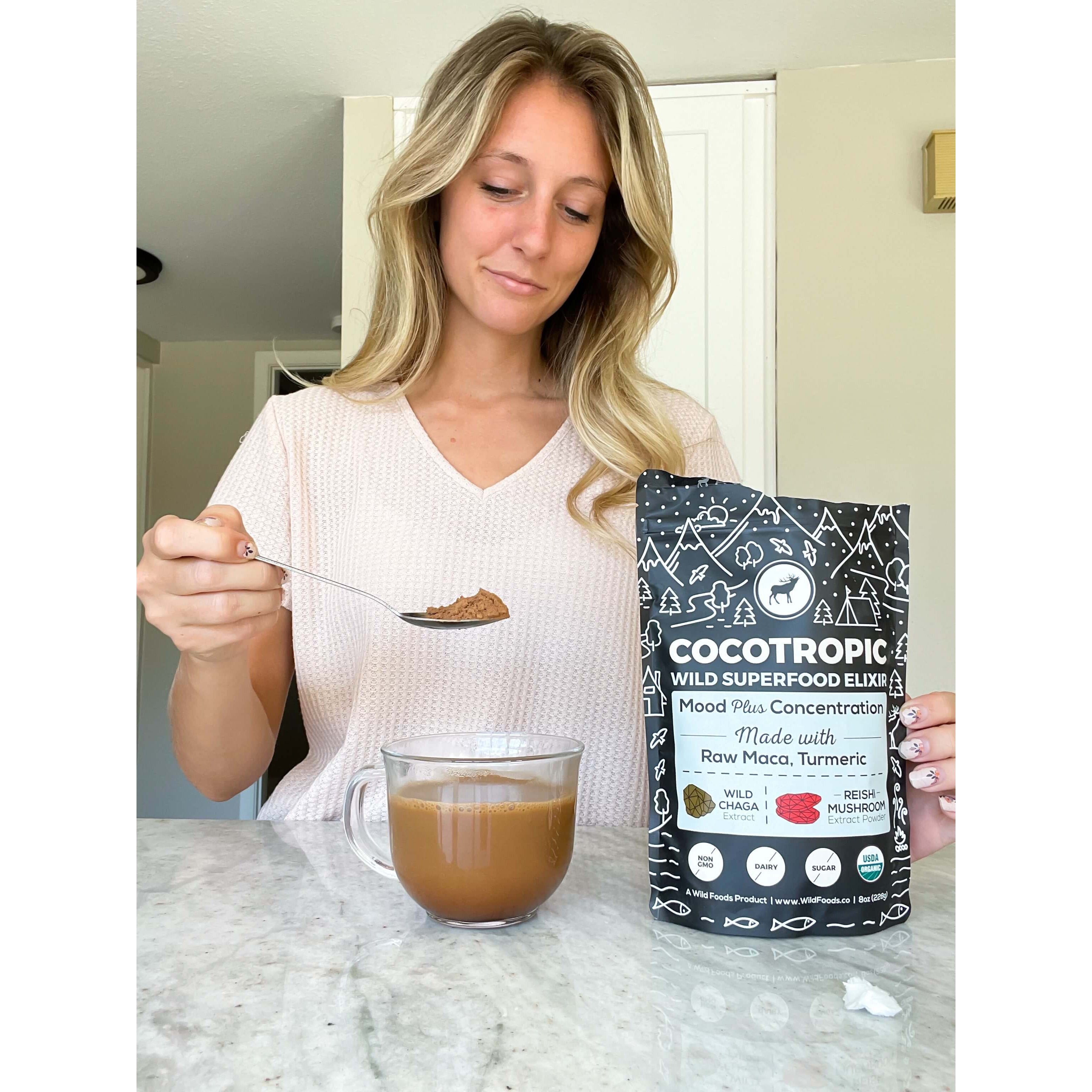 CocoTropic Organic Cocoa Mushroom Mix - Delicious Crash-Proof Energy & Focus - 7000 mg of Adaptogens by Wild Foods