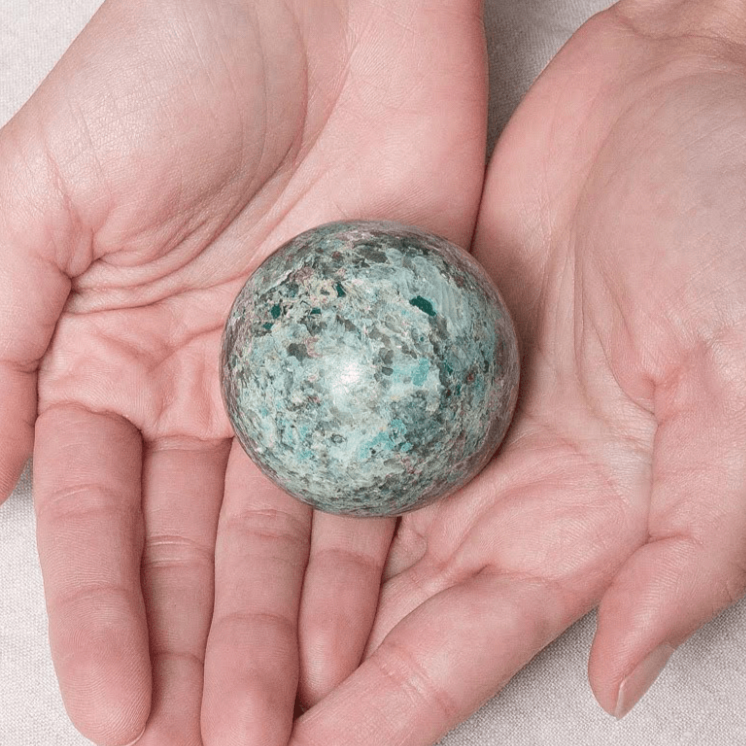 Chrysocolla Sphere with Tripod by Tiny Rituals