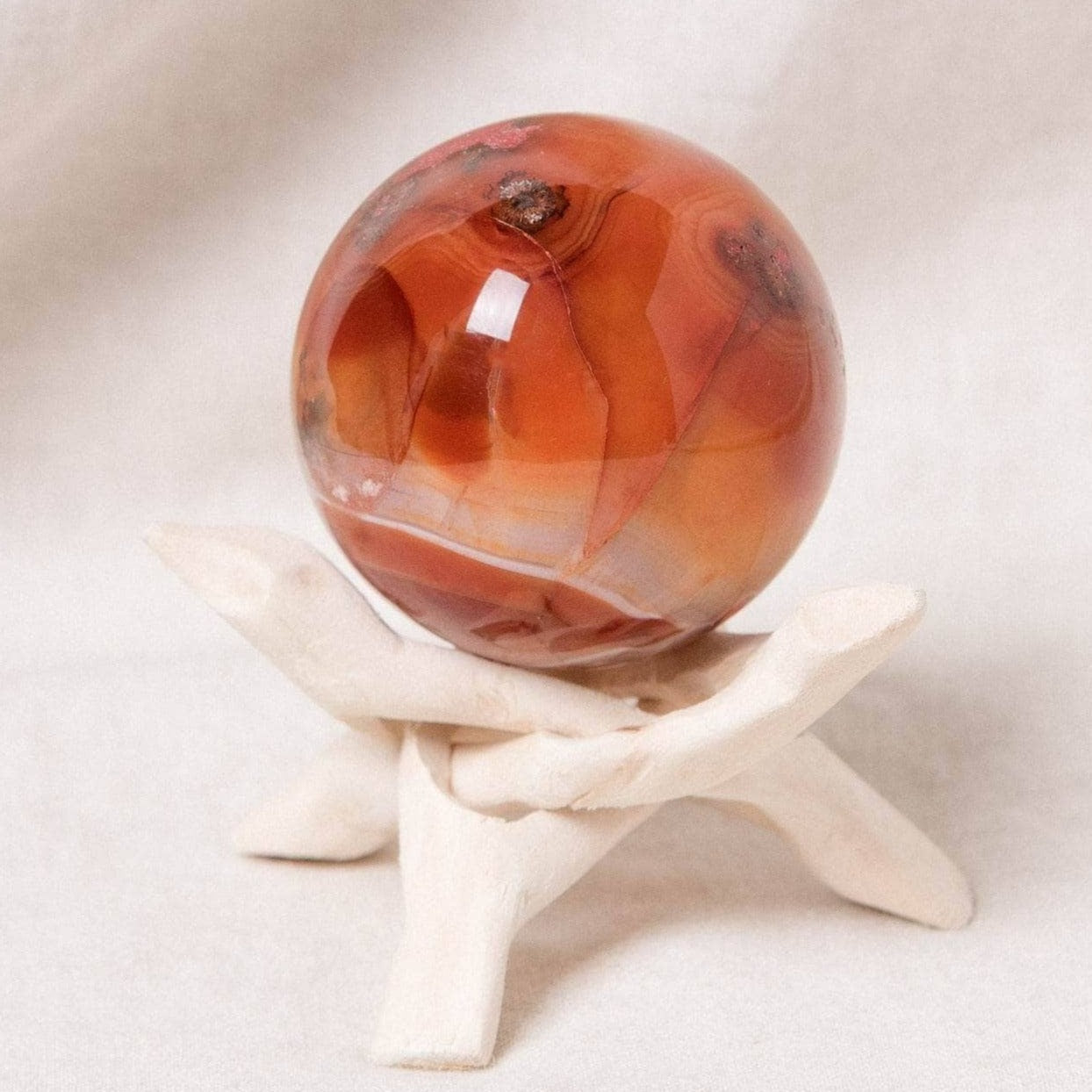 Carnelian Sphere with Tripod - AAA Premium Quality by Tiny Rituals