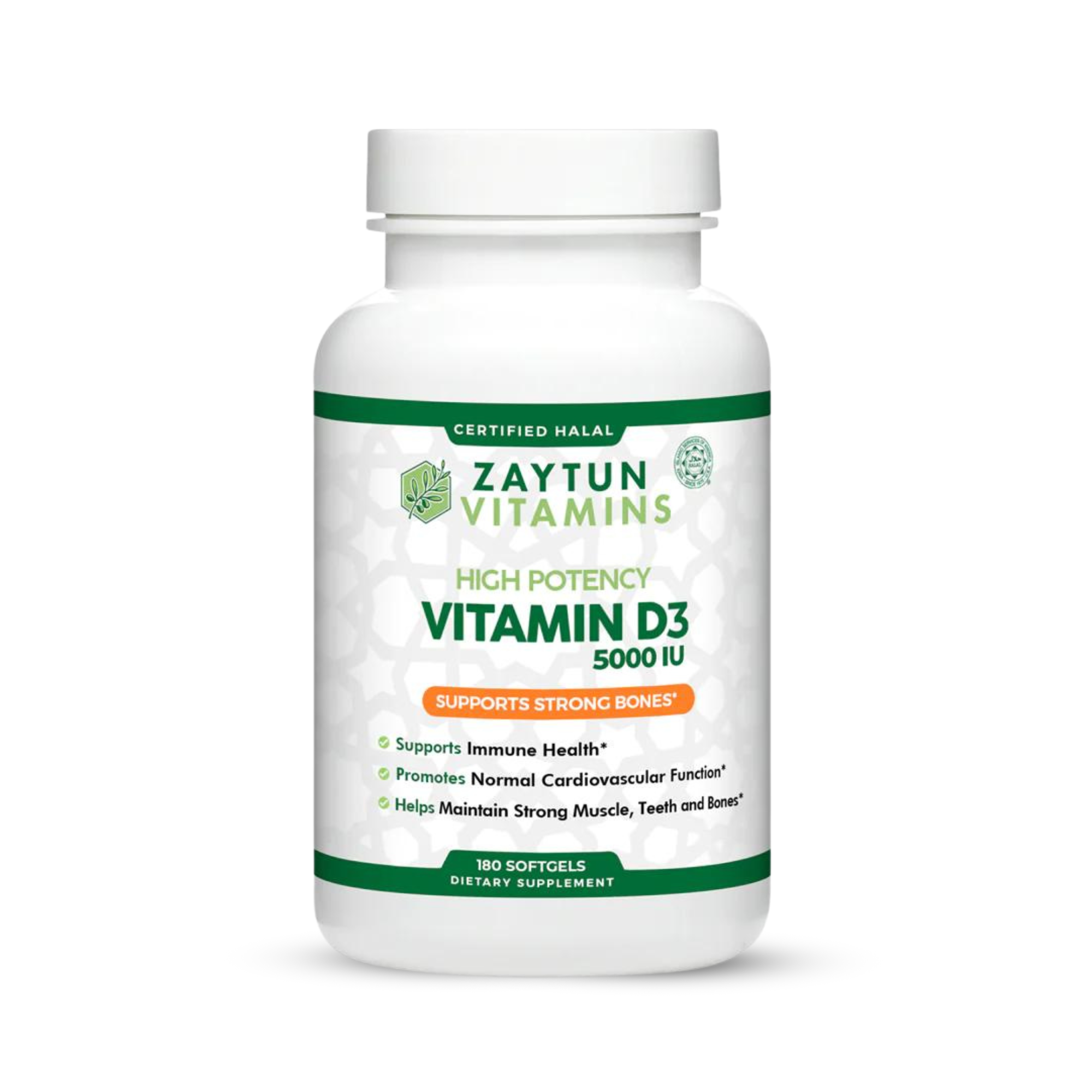 Halal Vitamin D3 5000 IU Softgels by Zaytun Vitamins