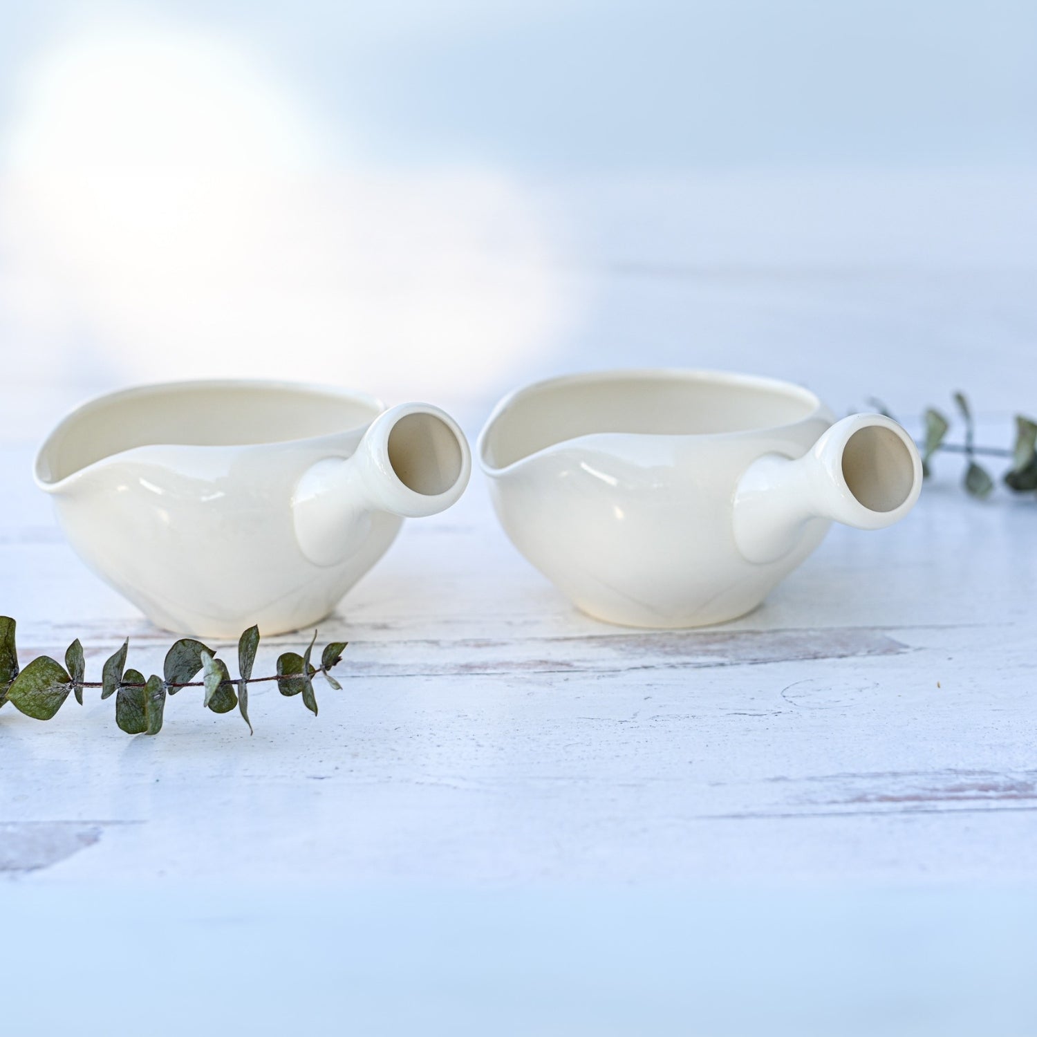 White Matcha Bowl with Spout by Aprika Life