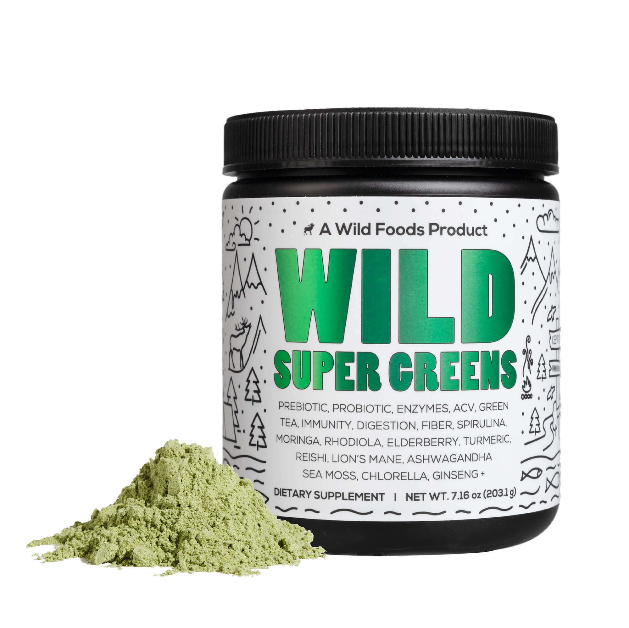 Raw Super Greens Daily Juice Drink With Prebiotic, Probiotic & Digestive Enzymes by Wild Foods