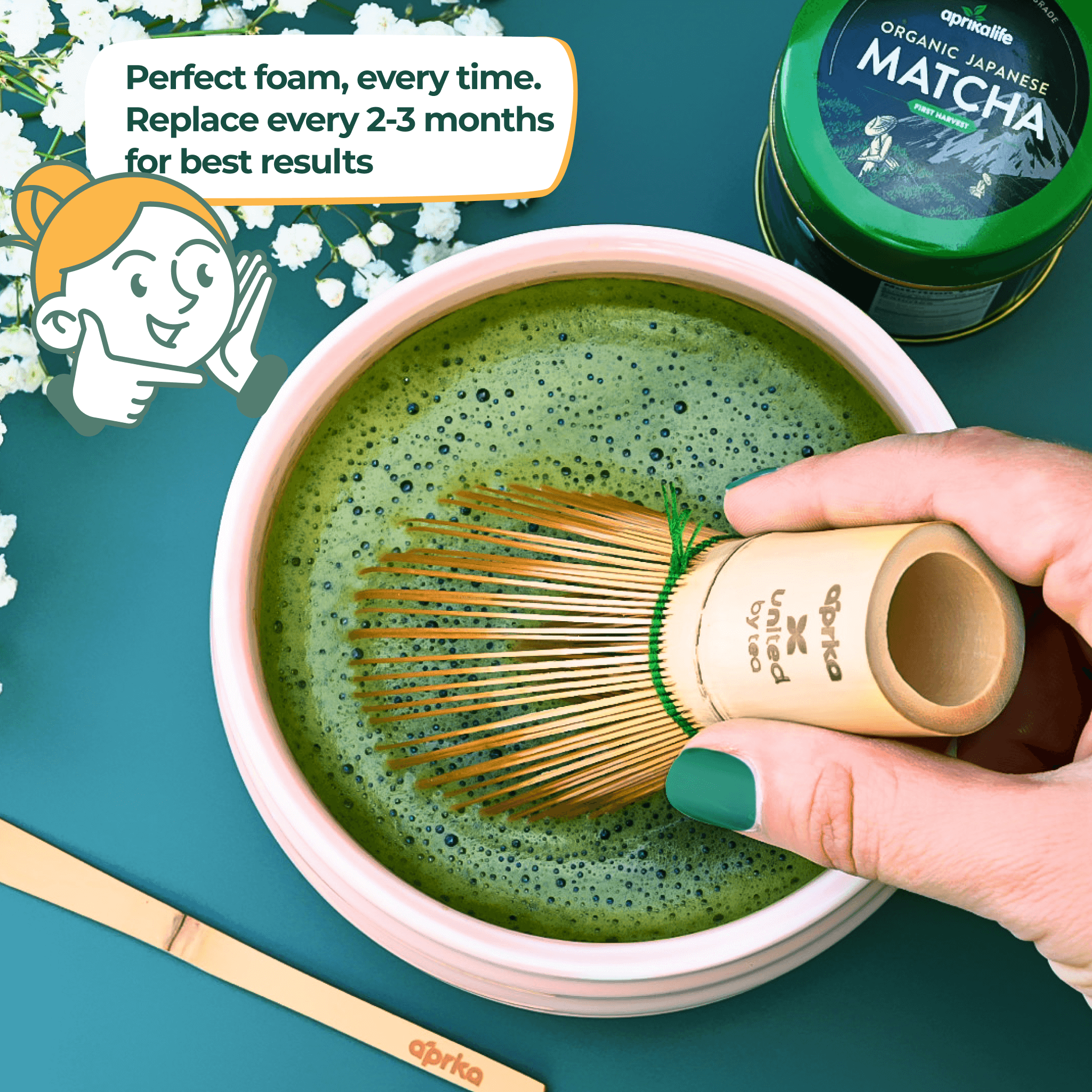 Bamboo Matcha Whisk (100 Prongs) by Aprika Life